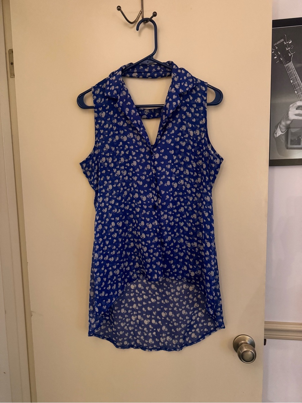 Dizzy Lizzy Sleeveless Blue Skull Blouse